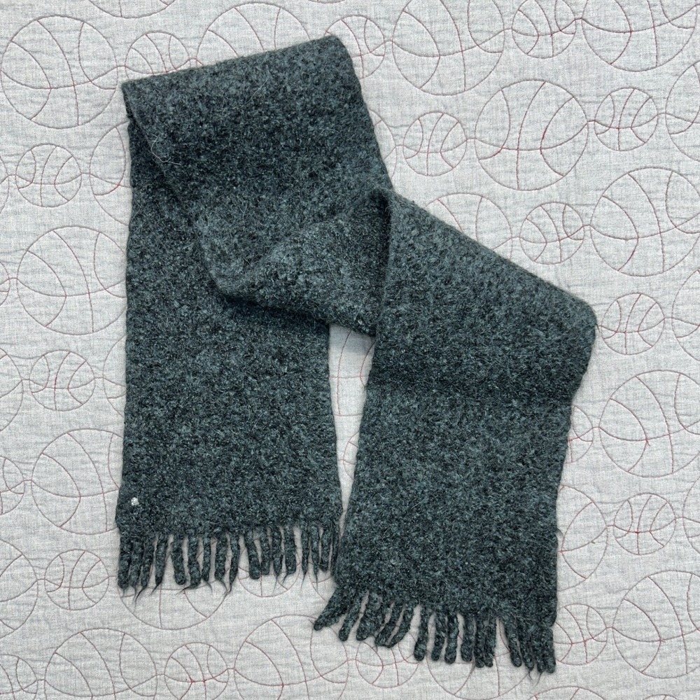 rag & bone Scarf Dark Gray Alpaca Boucle Tassel Fringe